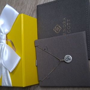 NWT Kendra Scott Letter Coin Necklace in Oxidized Sterling Silver